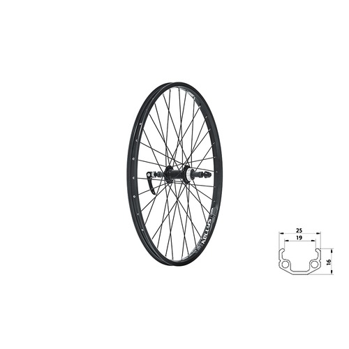 WASPER FREEWHEEL V-brake R, 24", black